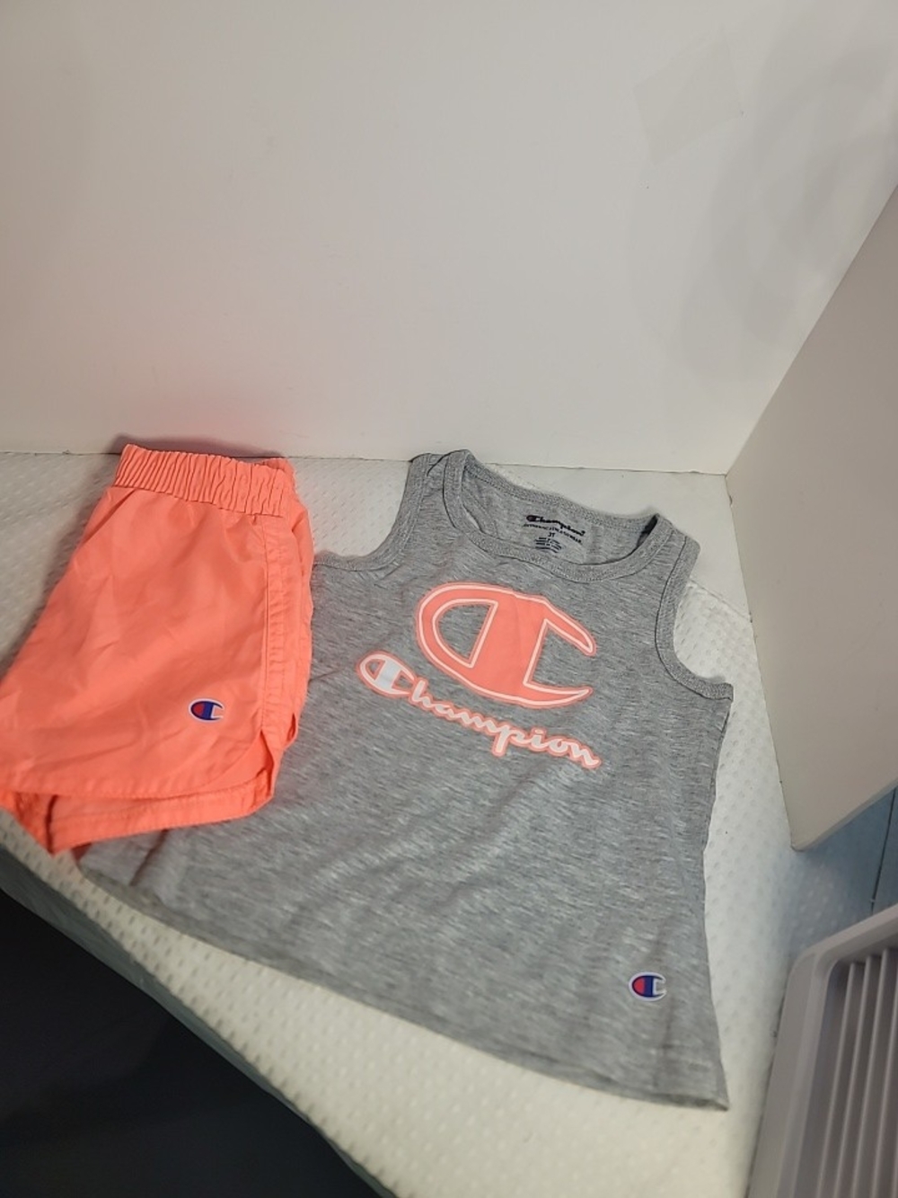 Champion Girls Tank Top and Shorts Set - Gray & Coral Pink